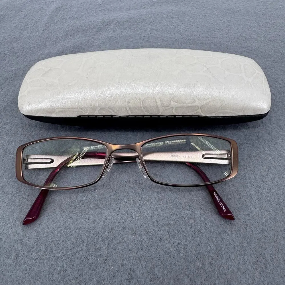 Jill Stuart Eyeglasses Womens Brown Studded Rectangle JS005-1 50-17-135 w/ Case